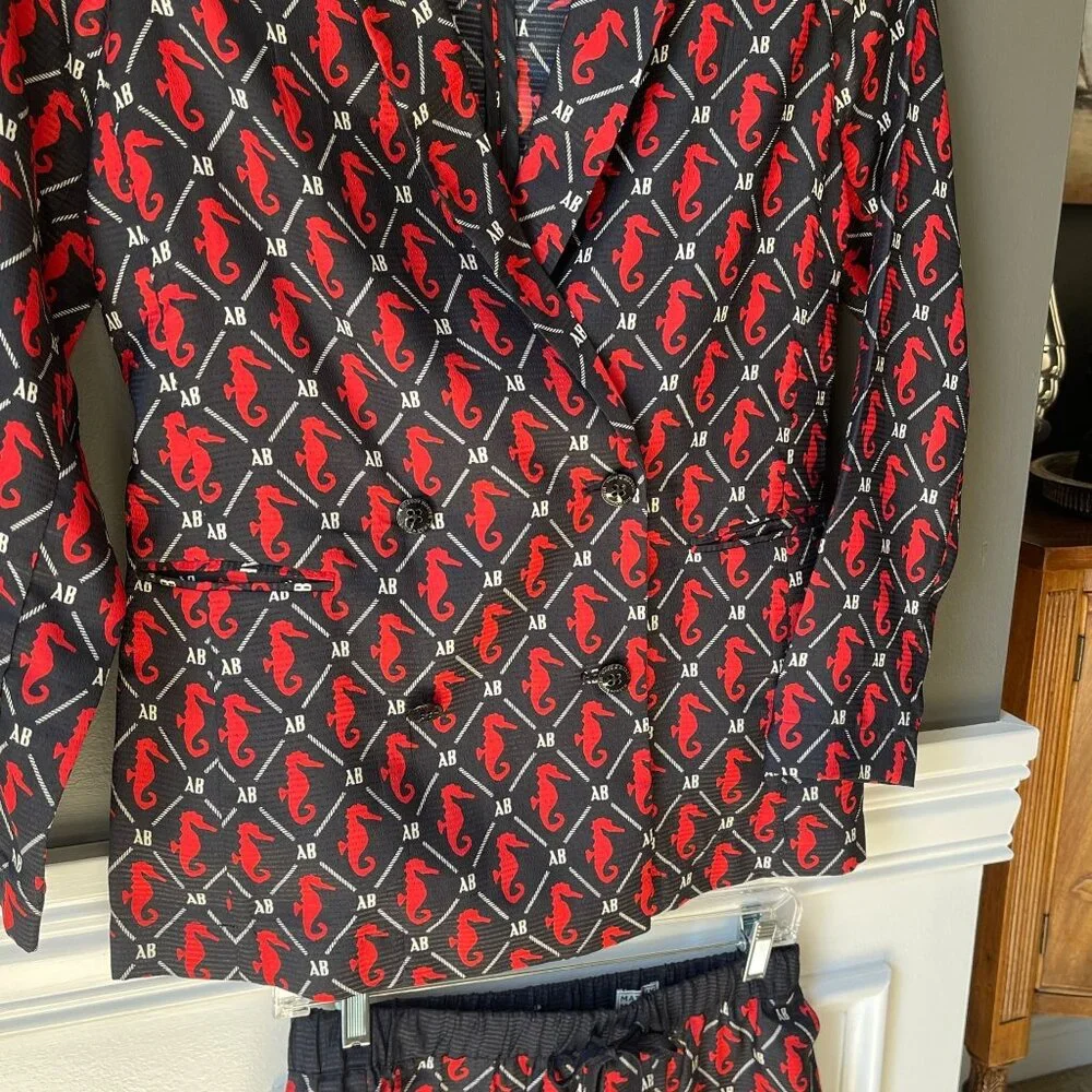 Scotch & Soda Amsterdams Blauw Matchy Seahorse Blazer & Pajama Style Pants Small - Picture 5 of 13